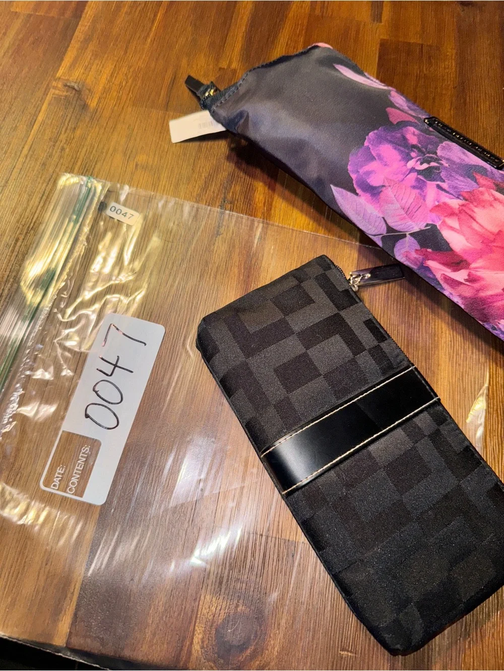 NWT Victoria's Secret Black Pink Purple Floral Packable Travel Tote Bag & Pouch